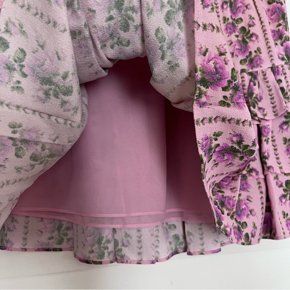 Loveshackfancy Tiered Floral Mini Skirt Blushing Pink Ruffle Coquette Size Small - Picture 9 of 12